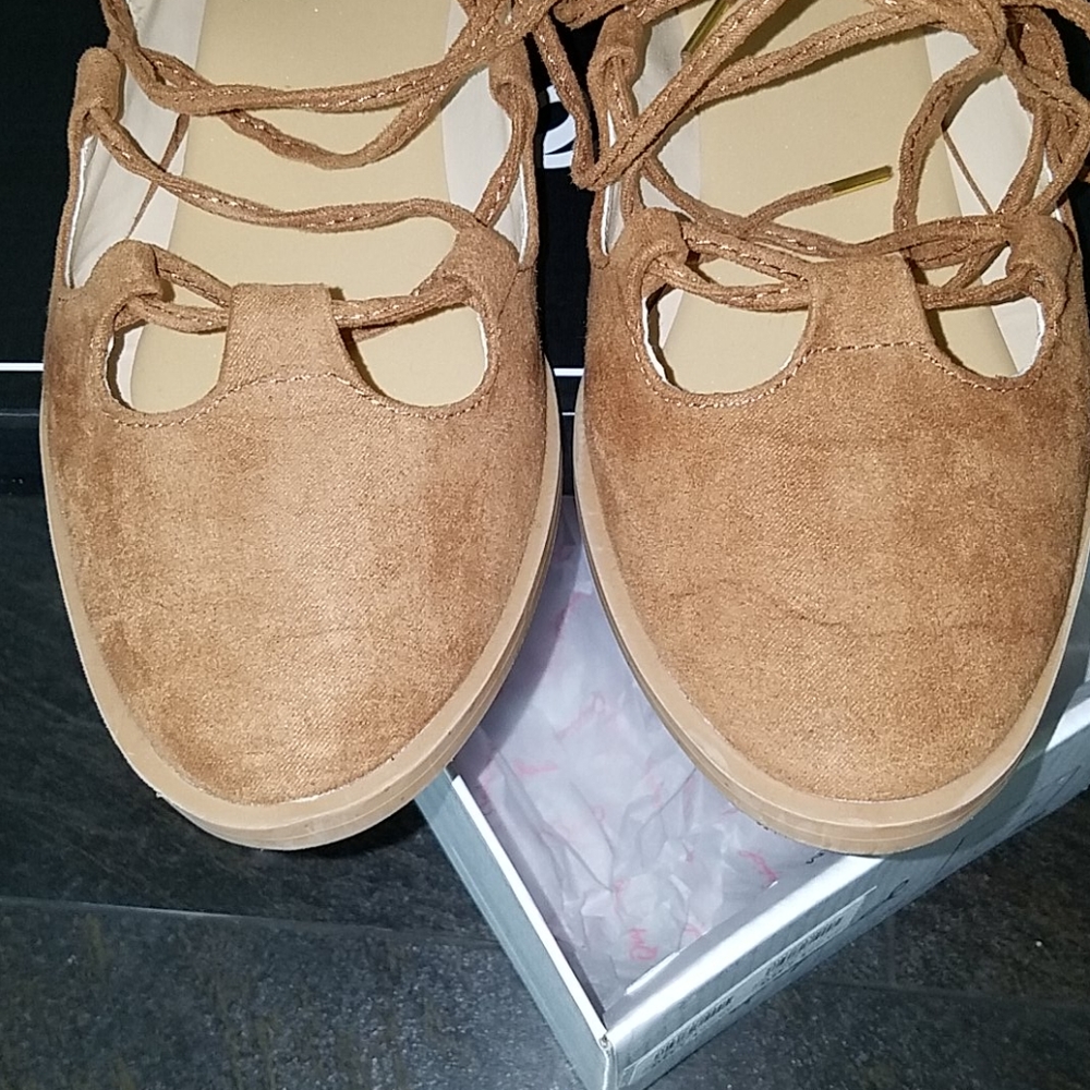 Qupid Lace Up Flats - Picture 2 of 5